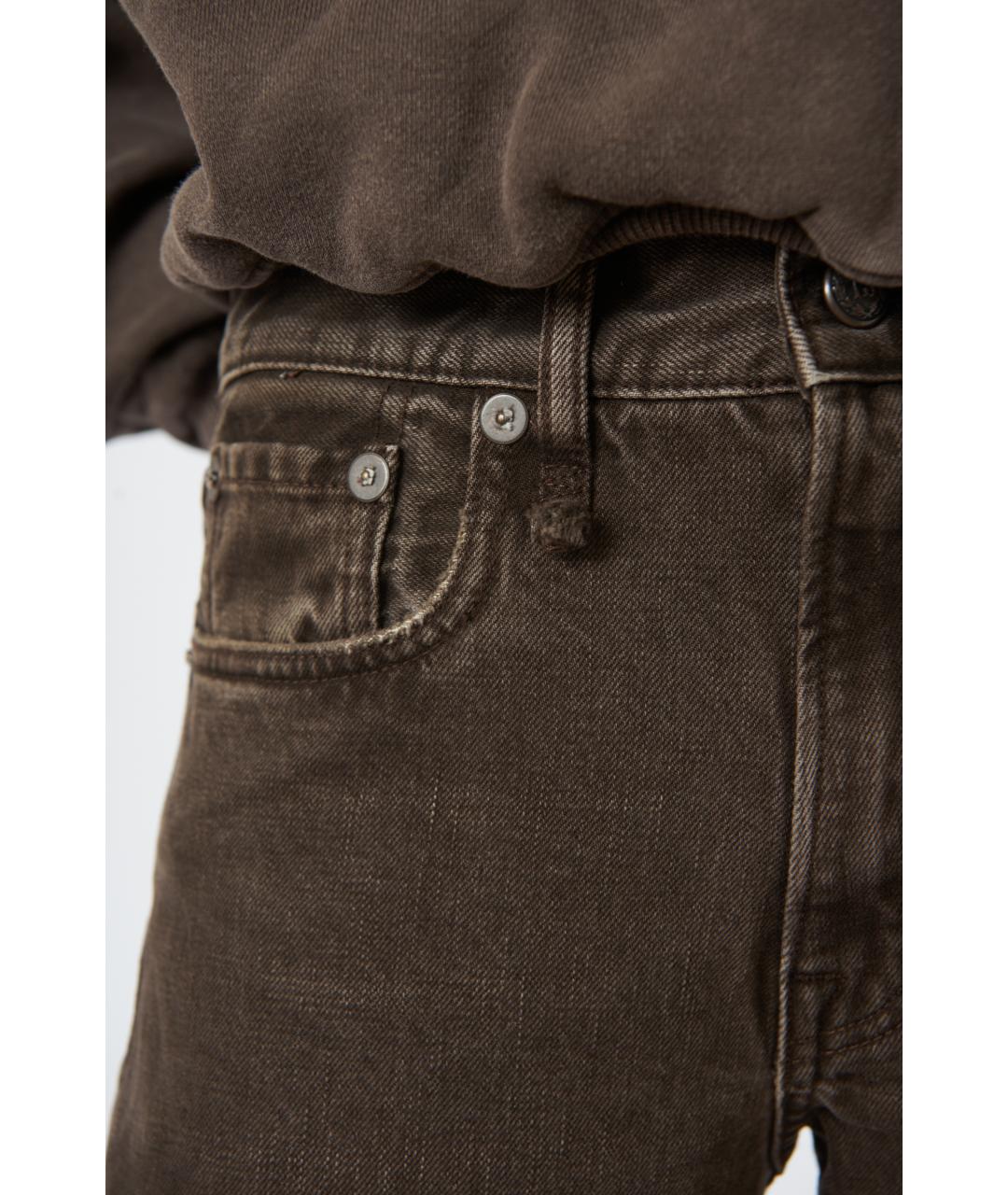 R13 Коричневые хлопковые прямые джинсы, фото 3