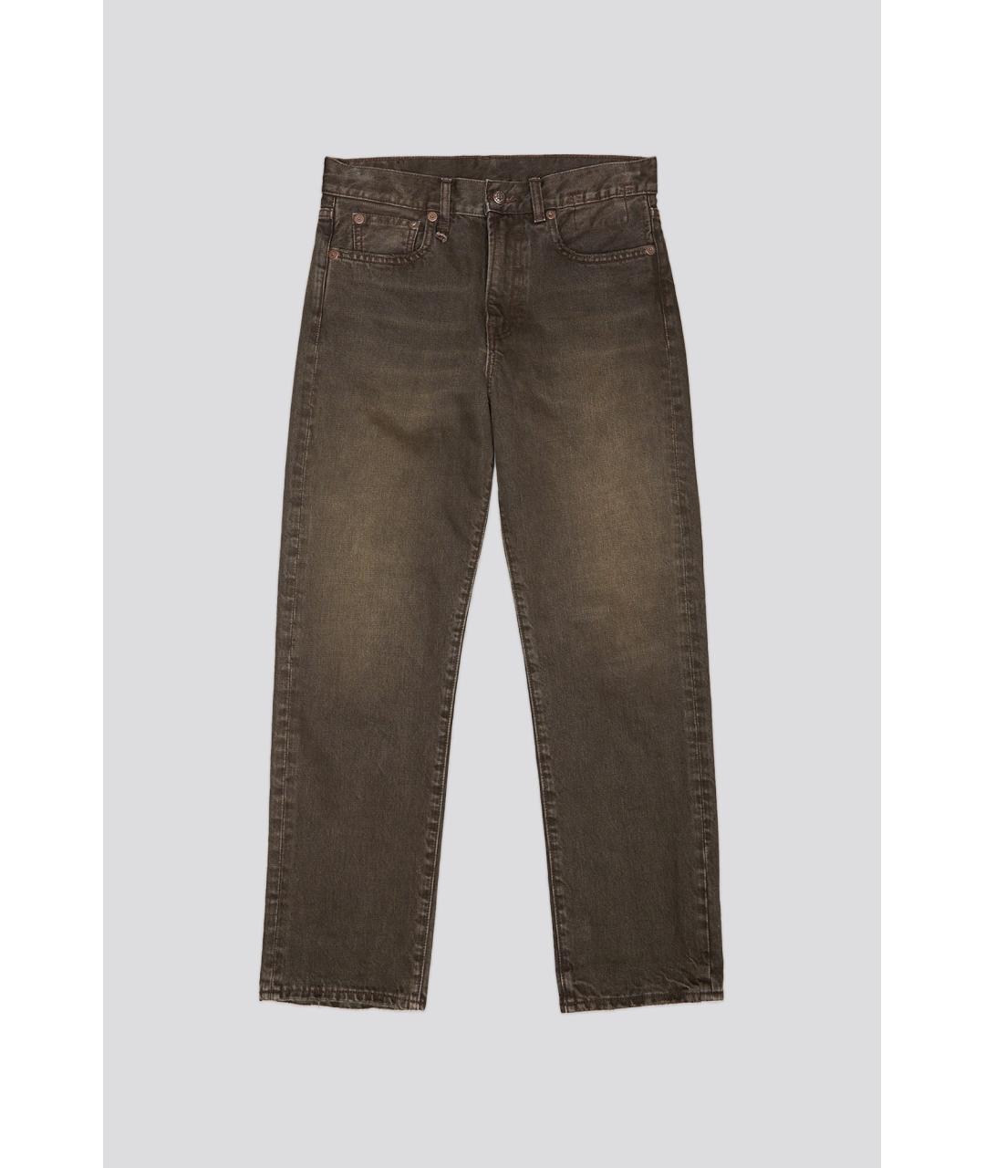 R13 Коричневые хлопковые прямые джинсы, фото 5