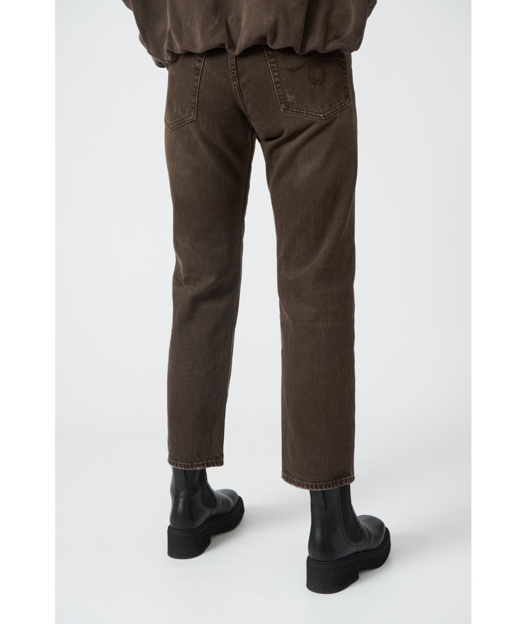 R13 Коричневые хлопковые прямые джинсы, фото 4