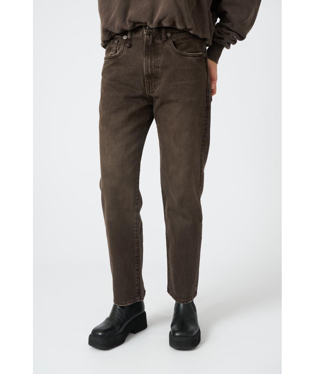 R13 Коричневые хлопковые прямые джинсы, фото 2
