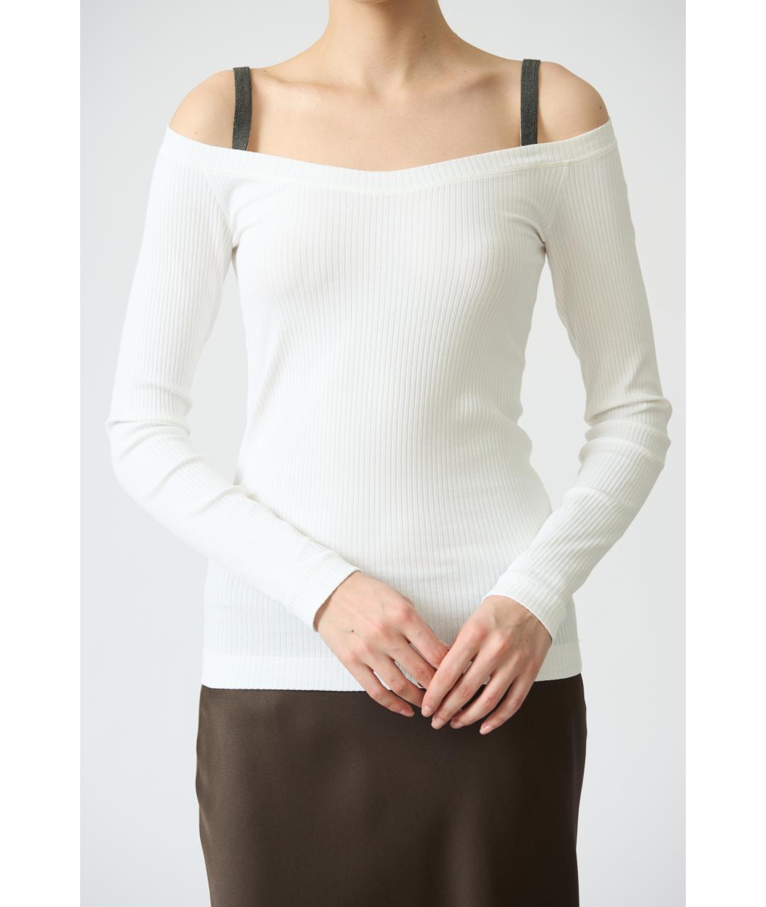 BRUNELLO CUCINELLI Белый хлопковый джемпер / свитер, фото 5