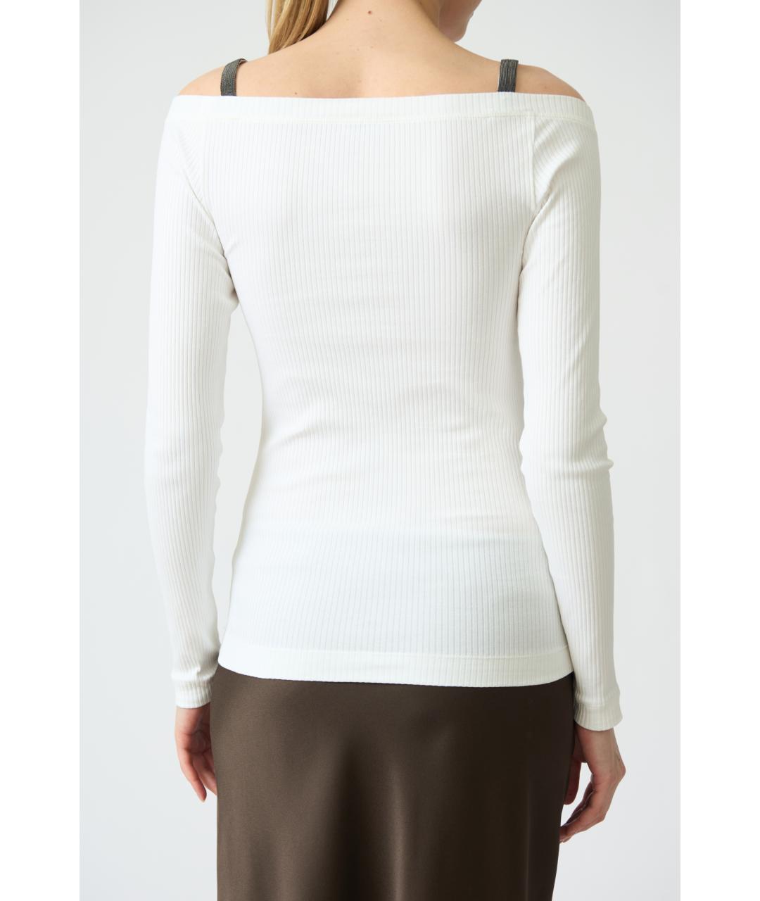 BRUNELLO CUCINELLI Белый хлопковый джемпер / свитер, фото 3