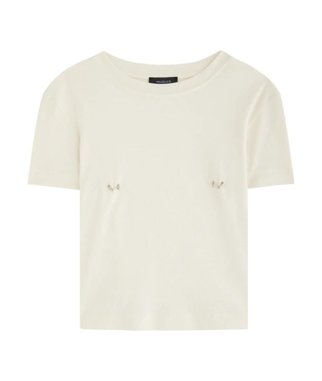 MUGLER Бежевая хлопковая футболка, фото 1