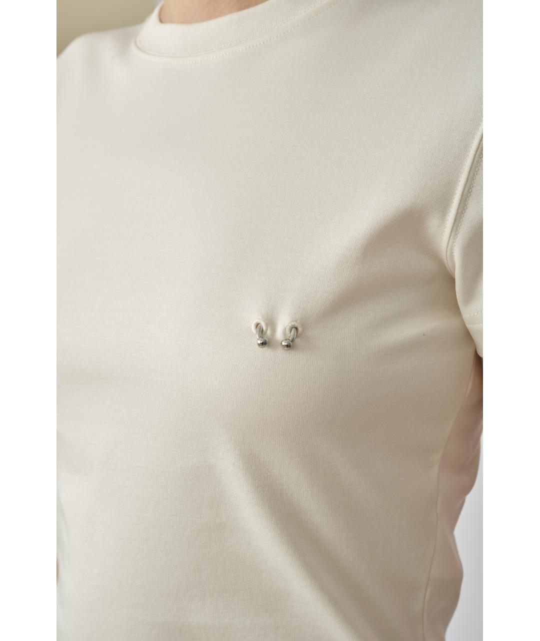 MUGLER Бежевая хлопковая футболка, фото 3