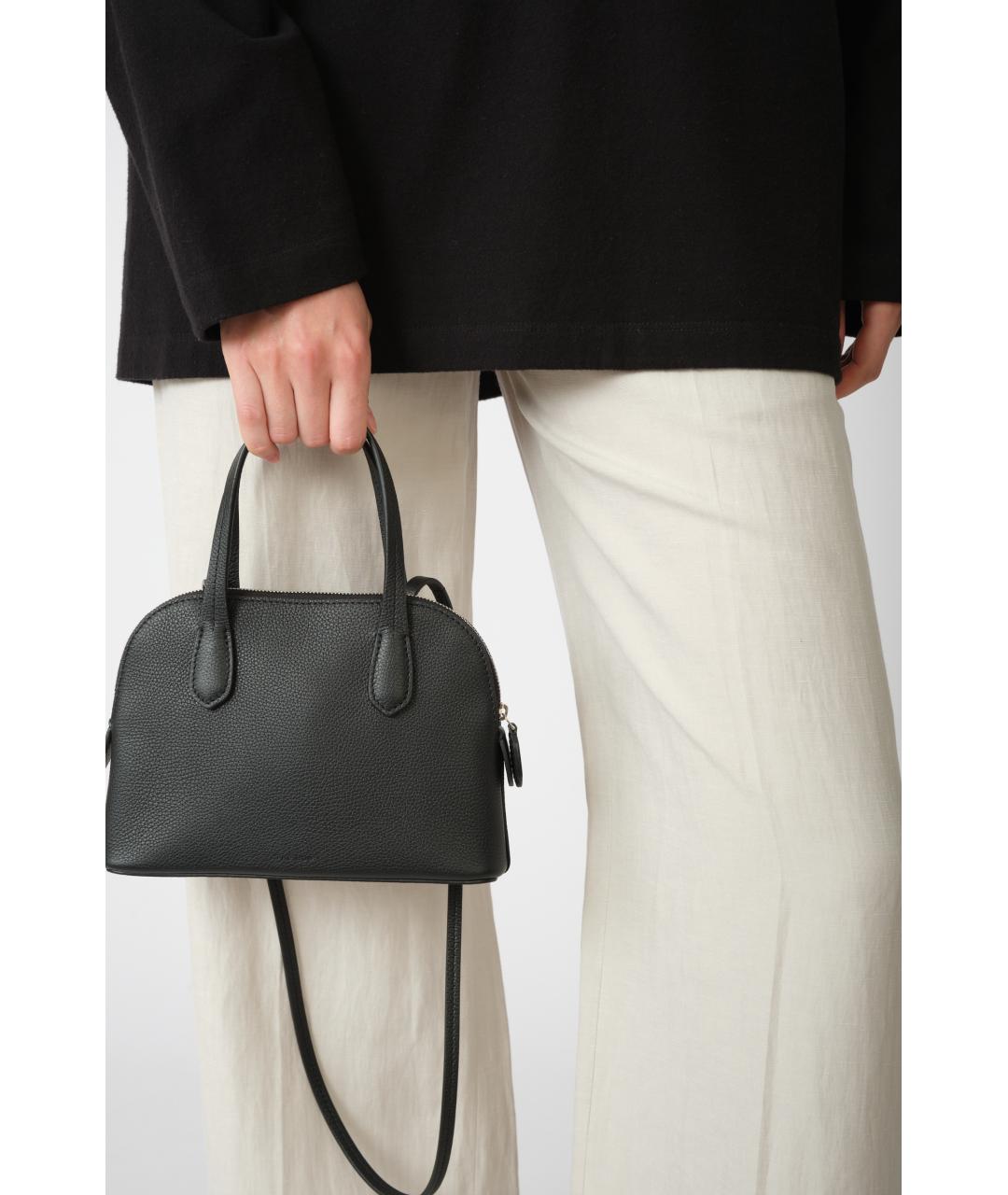 THE ROW Черная кожаная сумка с короткими ручками, фото 6