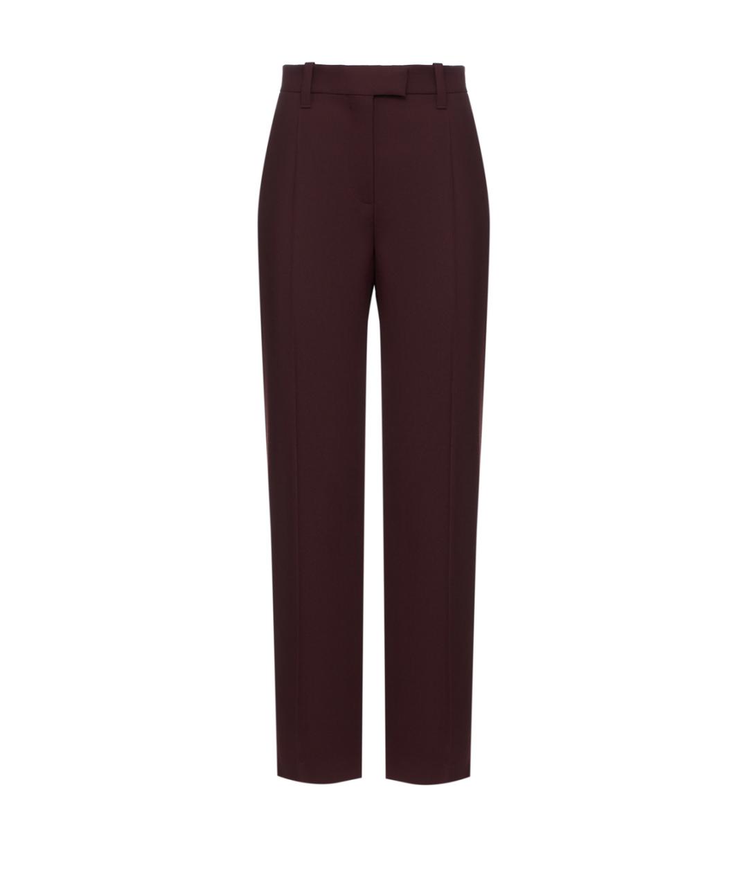 BRUNELLO CUCINELLI Бордовые полиэстеровые прямые брюки, фото 1