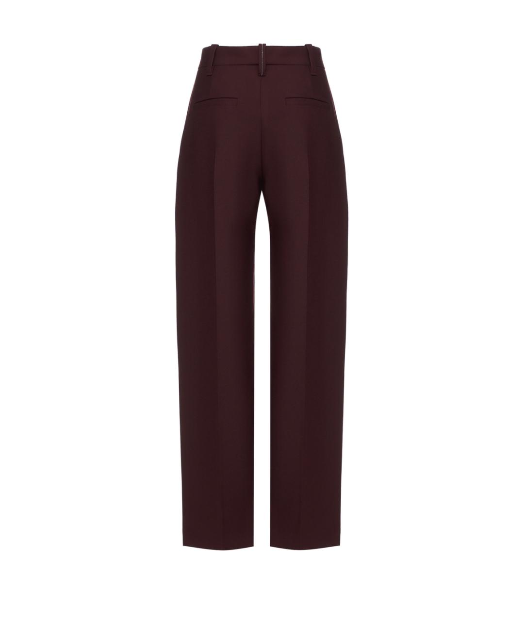 BRUNELLO CUCINELLI Бордовые полиэстеровые прямые брюки, фото 2