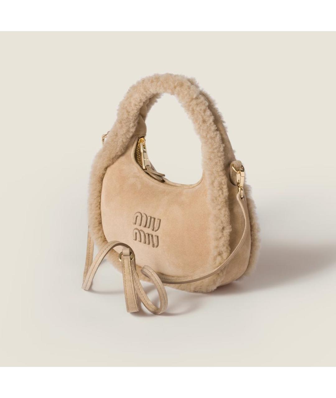 MIU MIU Бежевая кожаная сумка тоут, фото 3