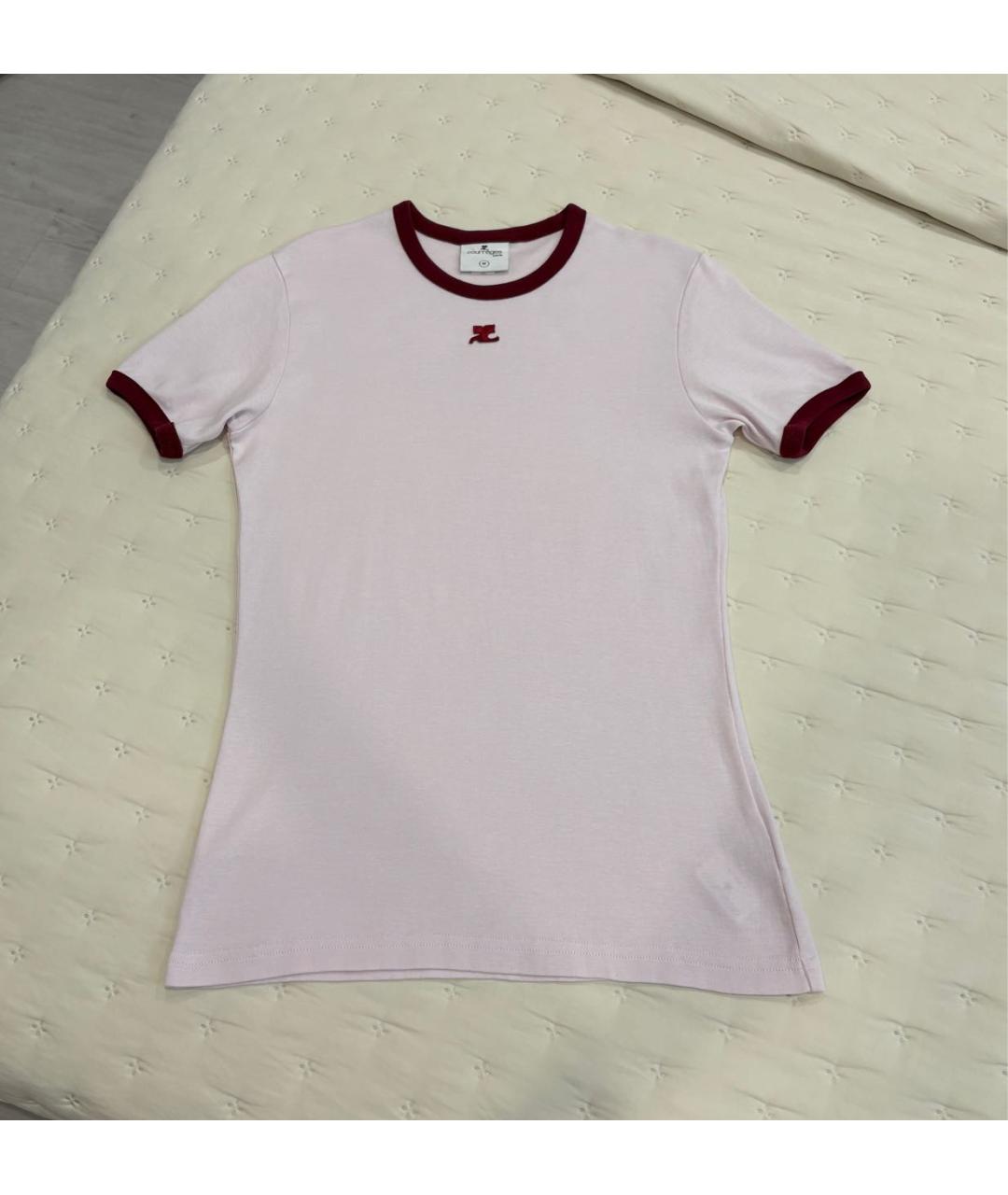 COURREGES Розовая хлопковая футболка, фото 4