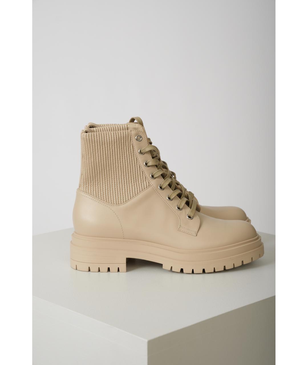 GIANVITO ROSSI Бежевые кожаные ботинки, фото 2