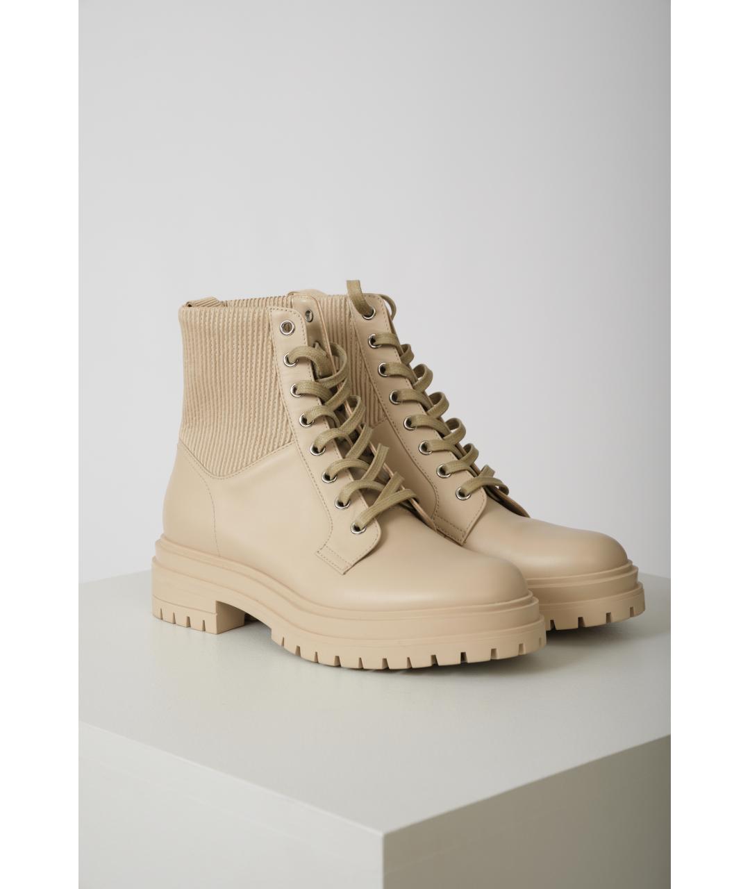 GIANVITO ROSSI Бежевые кожаные ботинки, фото 6