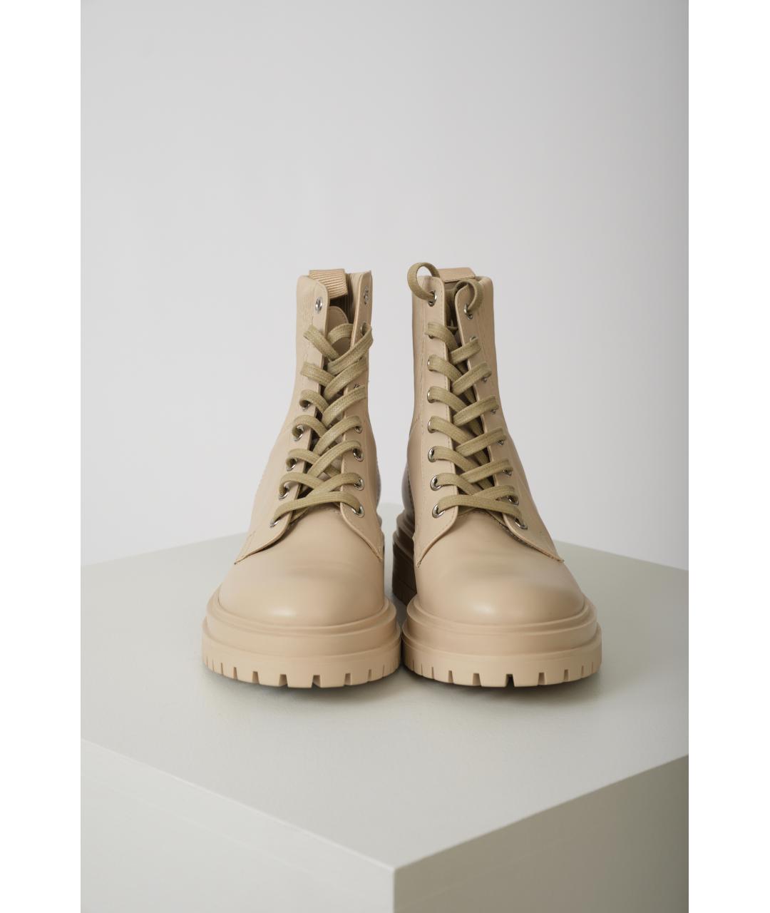 GIANVITO ROSSI Бежевые кожаные ботинки, фото 4