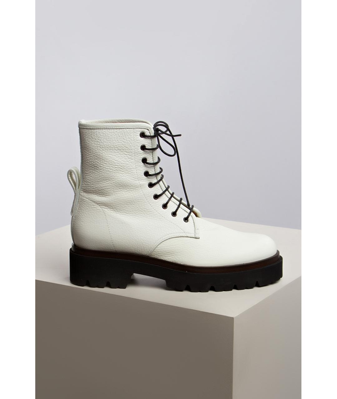 KITON Белые кожаные ботинки, фото 4