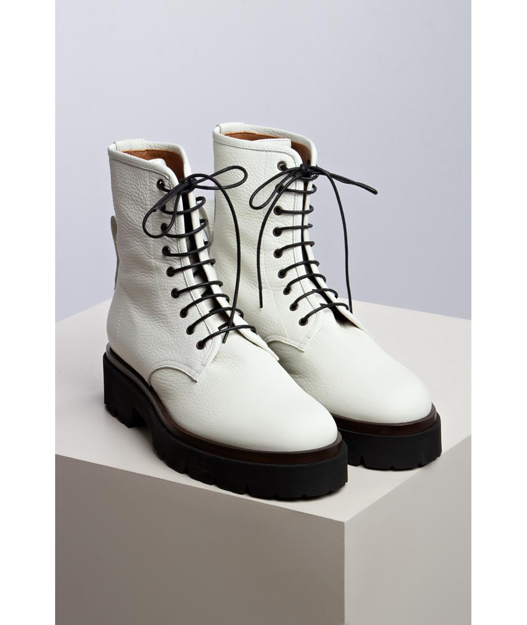 KITON Белые кожаные ботинки, фото 5
