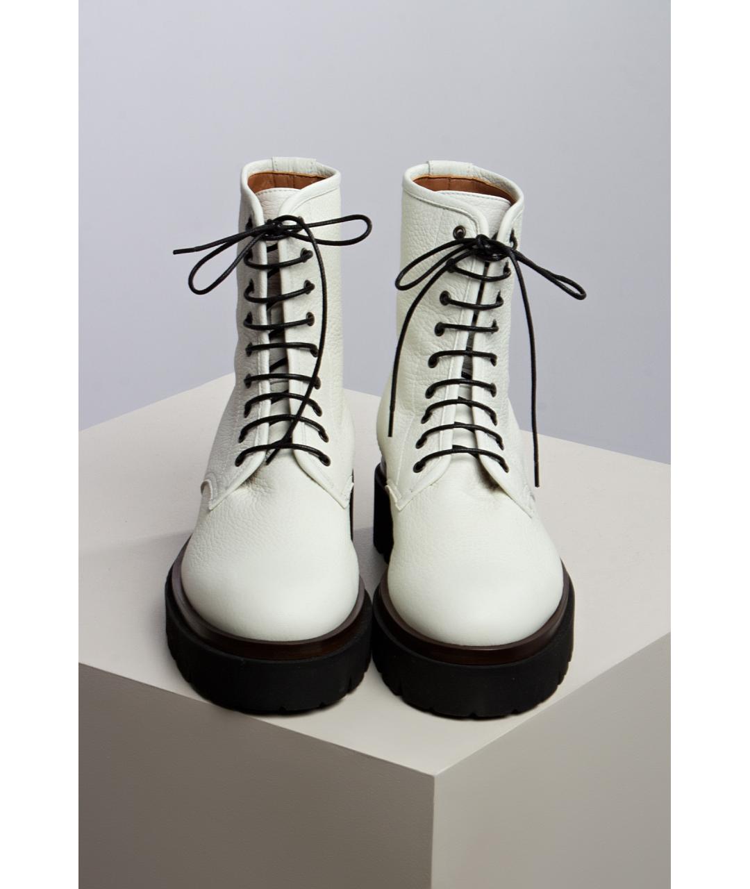 KITON Белые кожаные ботинки, фото 2