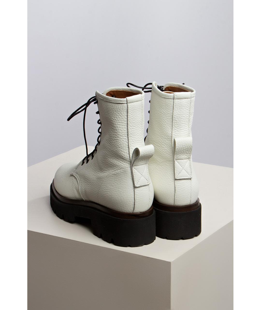 KITON Белые кожаные ботинки, фото 3
