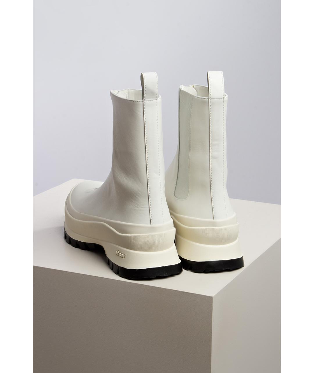 JIL SANDER Бежевые кожаные ботинки, фото 3