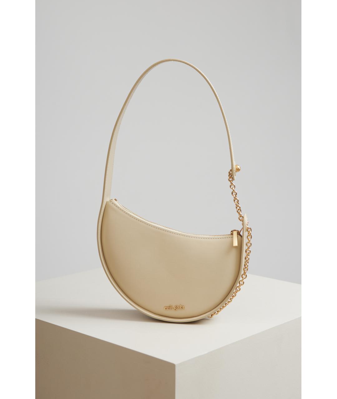 CULT GAIA Бежевая кожаная сумка с короткими ручками, фото 4