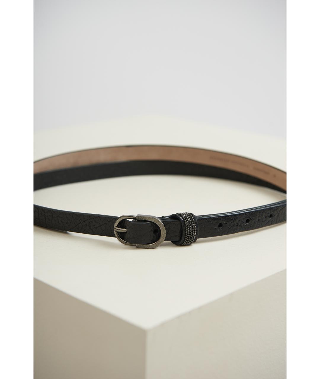 BRUNELLO CUCINELLI Черный кожаный ремень, фото 2
