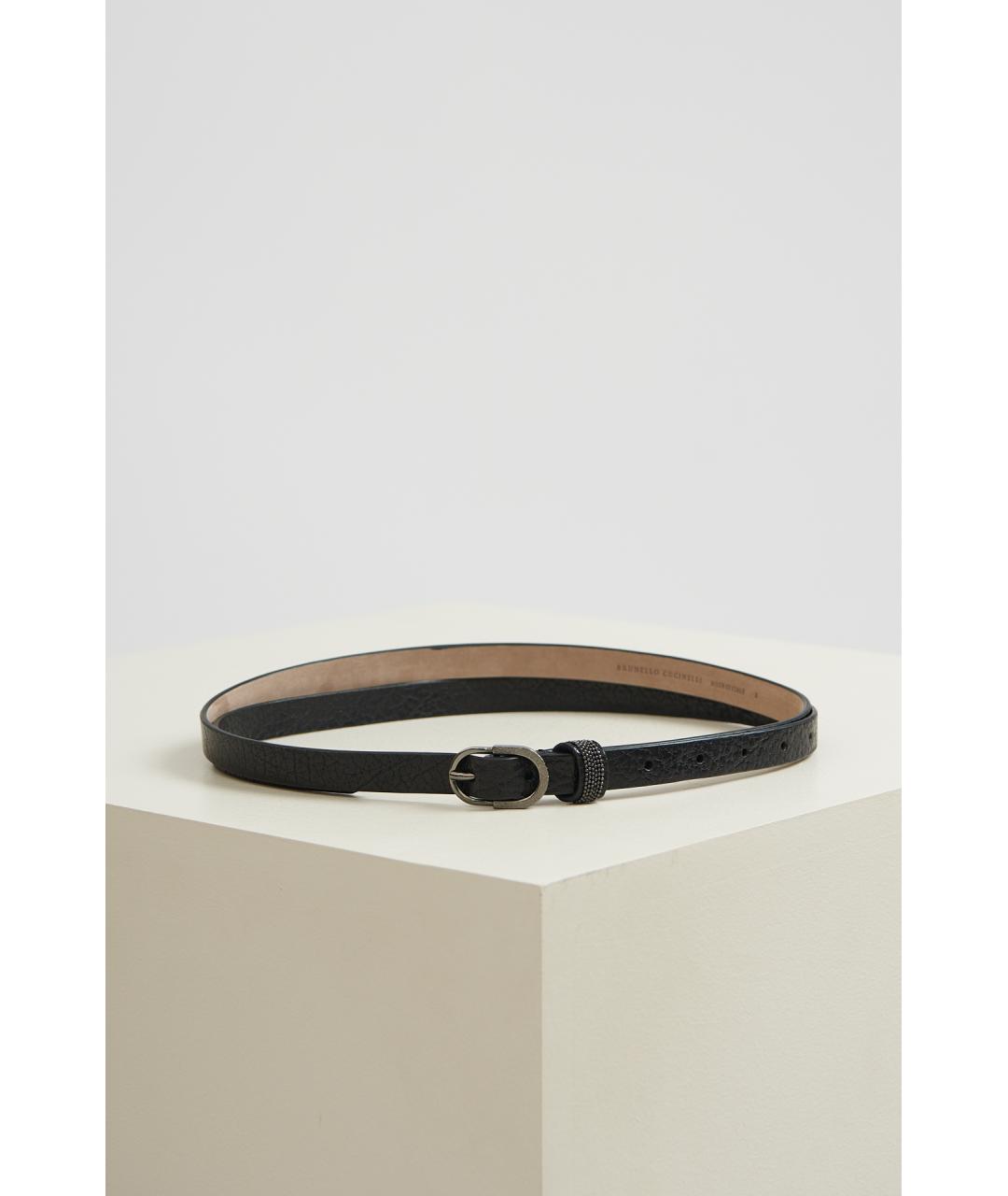 BRUNELLO CUCINELLI Черный кожаный ремень, фото 3