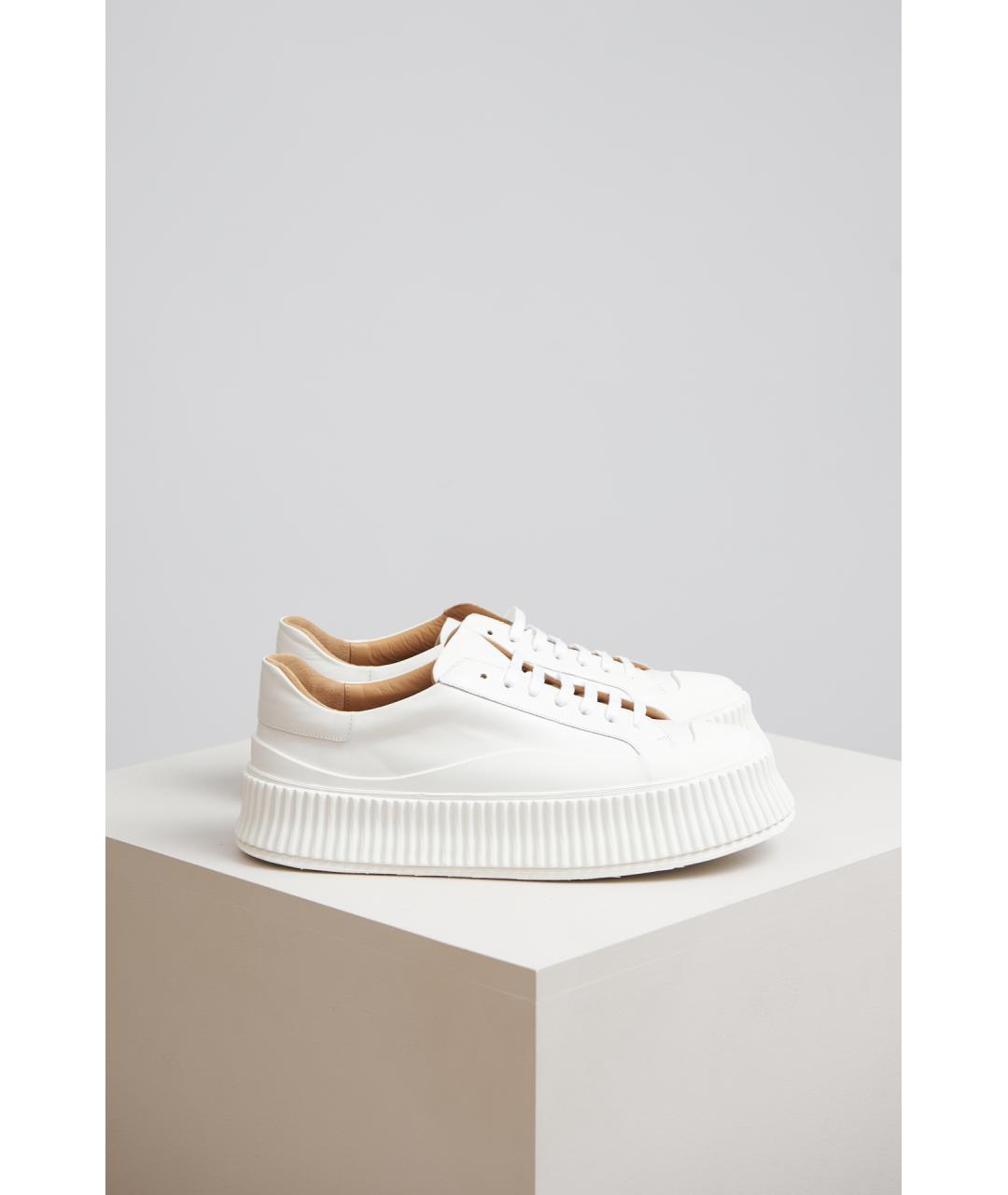 JIL SANDER Белые кожаные кеды, фото 2