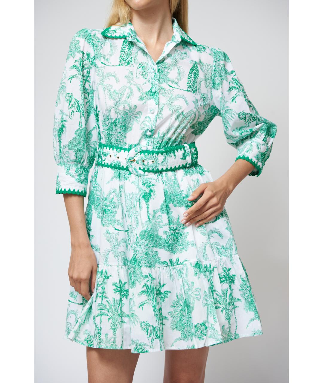 MC2 SAINT BARTH Зеленые хлопковое повседневное платье, фото 4