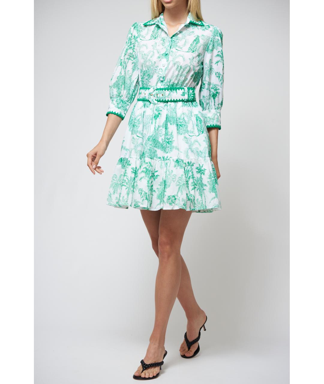 MC2 SAINT BARTH Зеленые хлопковое повседневное платье, фото 2