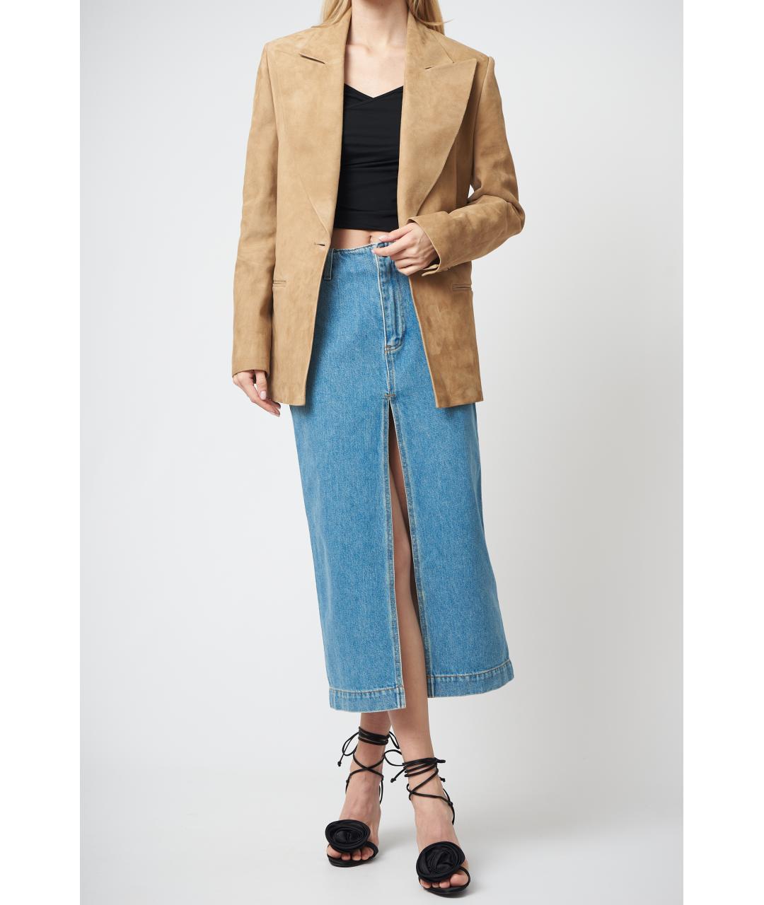 MAGDA BUTRYM Бежевый кожаный жакет/пиджак, фото 3