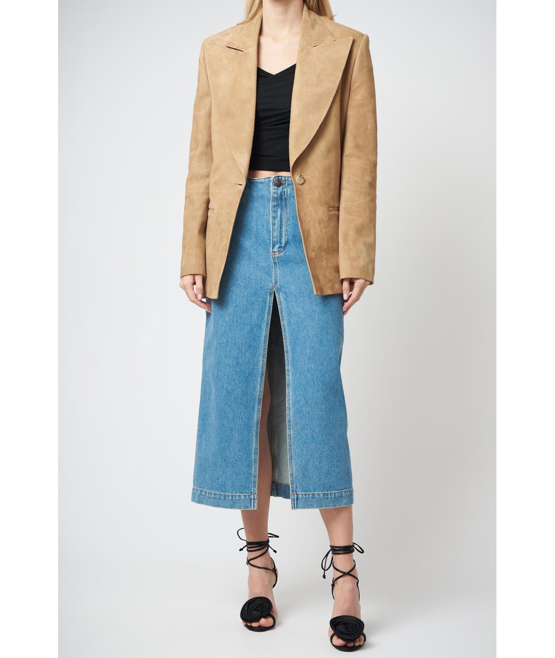 MAGDA BUTRYM Бежевый кожаный жакет/пиджак, фото 2