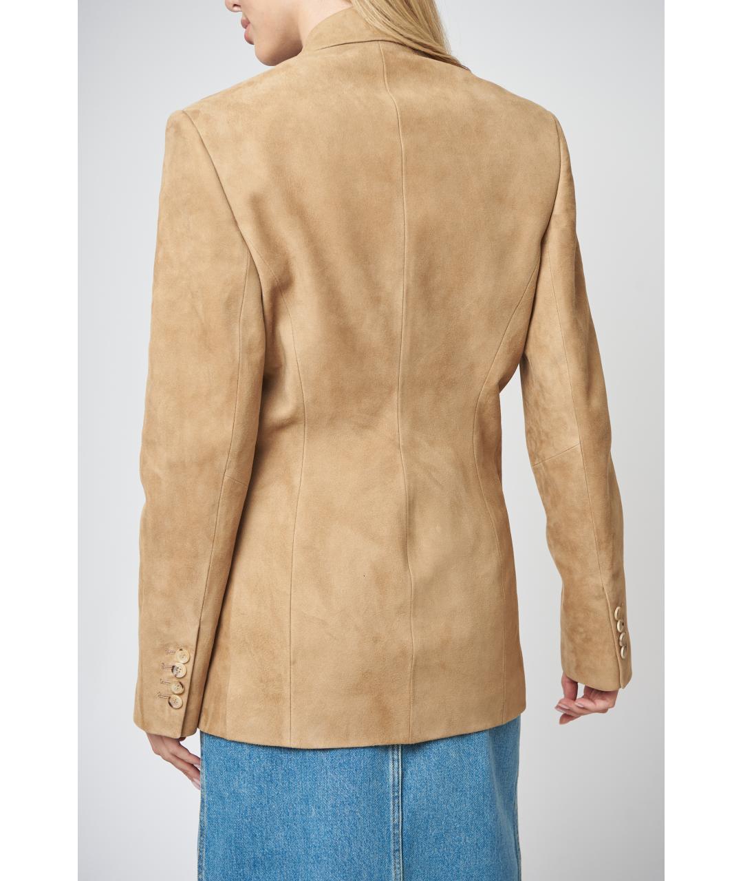MAGDA BUTRYM Бежевый кожаный жакет/пиджак, фото 5