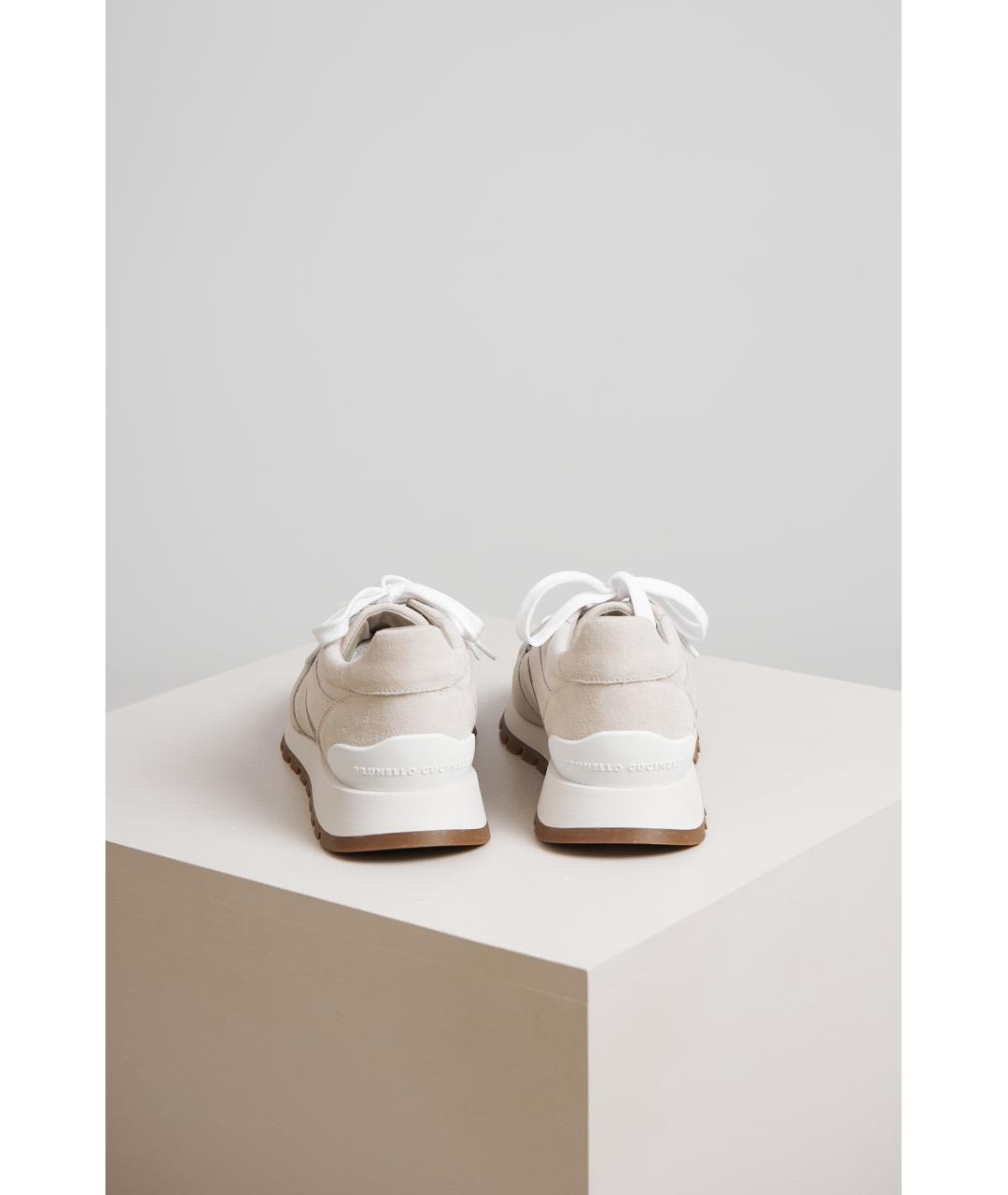 BRUNELLO CUCINELLI Бежевые кожаные кроссовки, фото 3