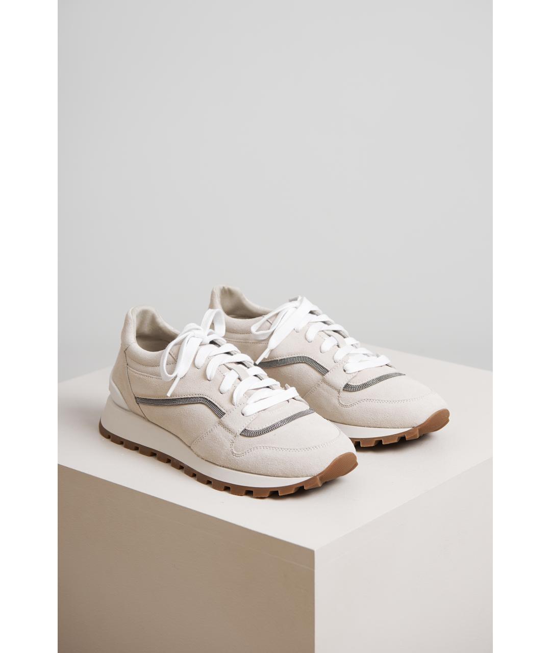 BRUNELLO CUCINELLI Бежевые кожаные кроссовки, фото 2