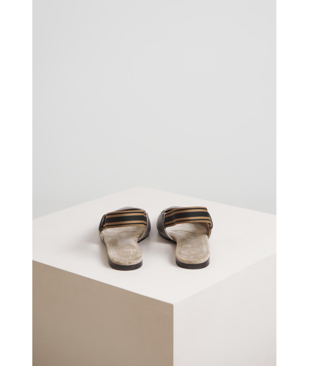 BRUNELLO CUCINELLI Серебряные кожаные сандалии, фото 3