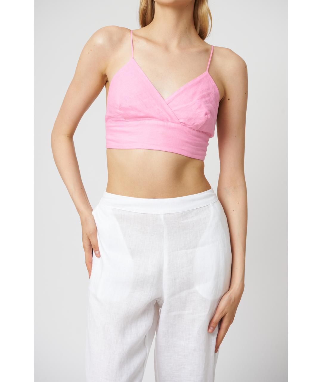 MC2 SAINT BARTH Розовая льняная майка, фото 3