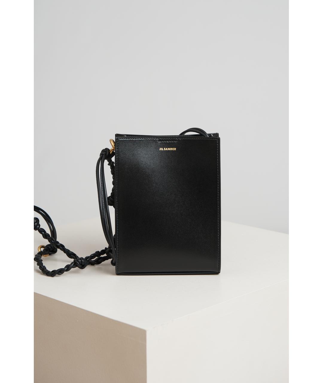 JIL SANDER Черная кожаная сумка через плечо, фото 2