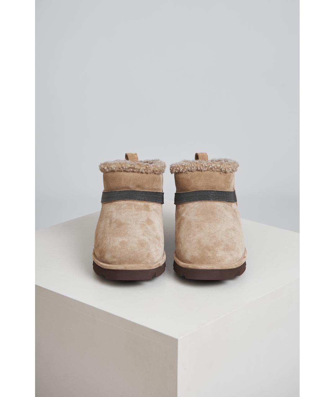 BRUNELLO CUCINELLI Бежевые замшевые сапоги, фото 4