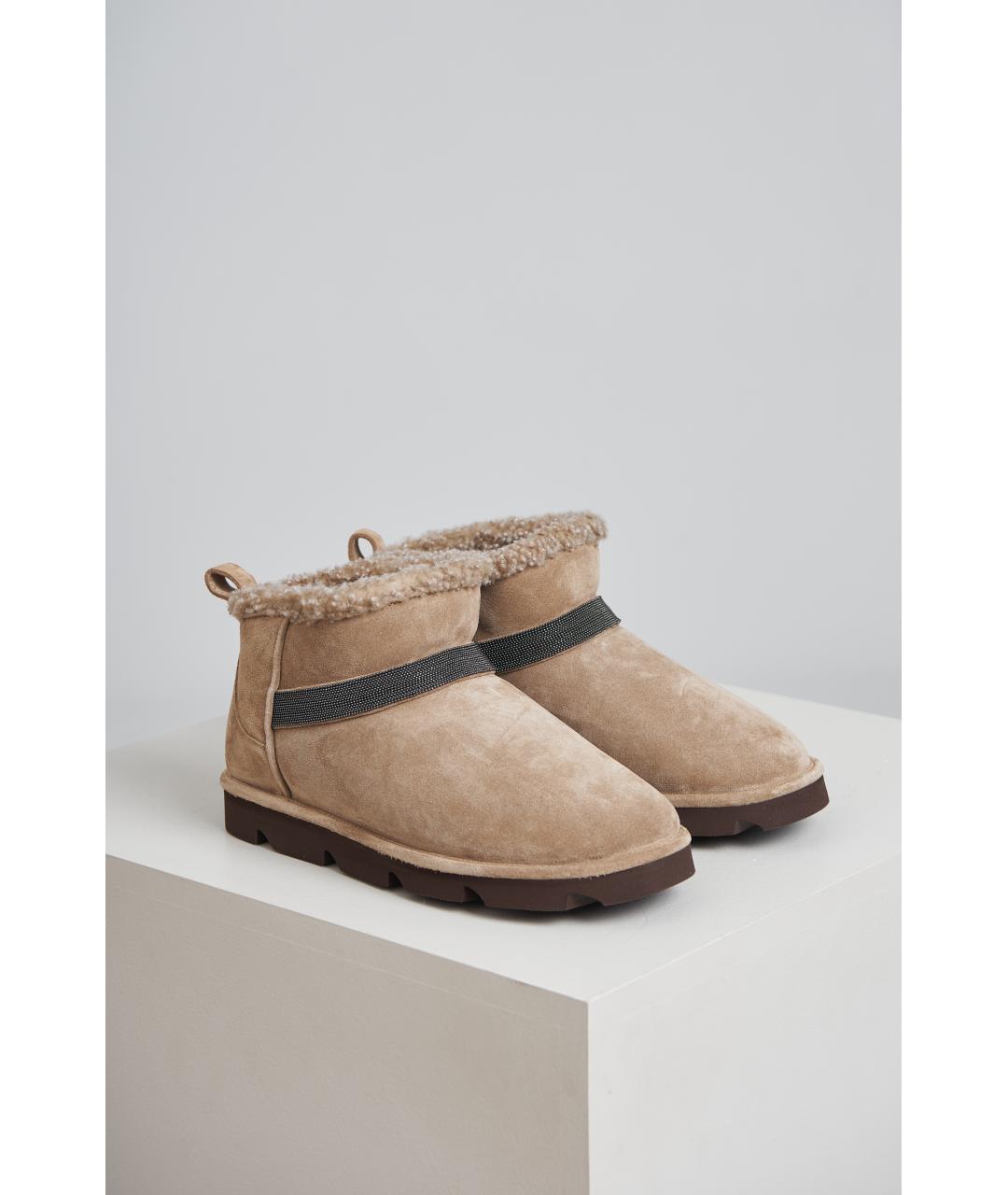 BRUNELLO CUCINELLI Бежевые замшевые сапоги, фото 6