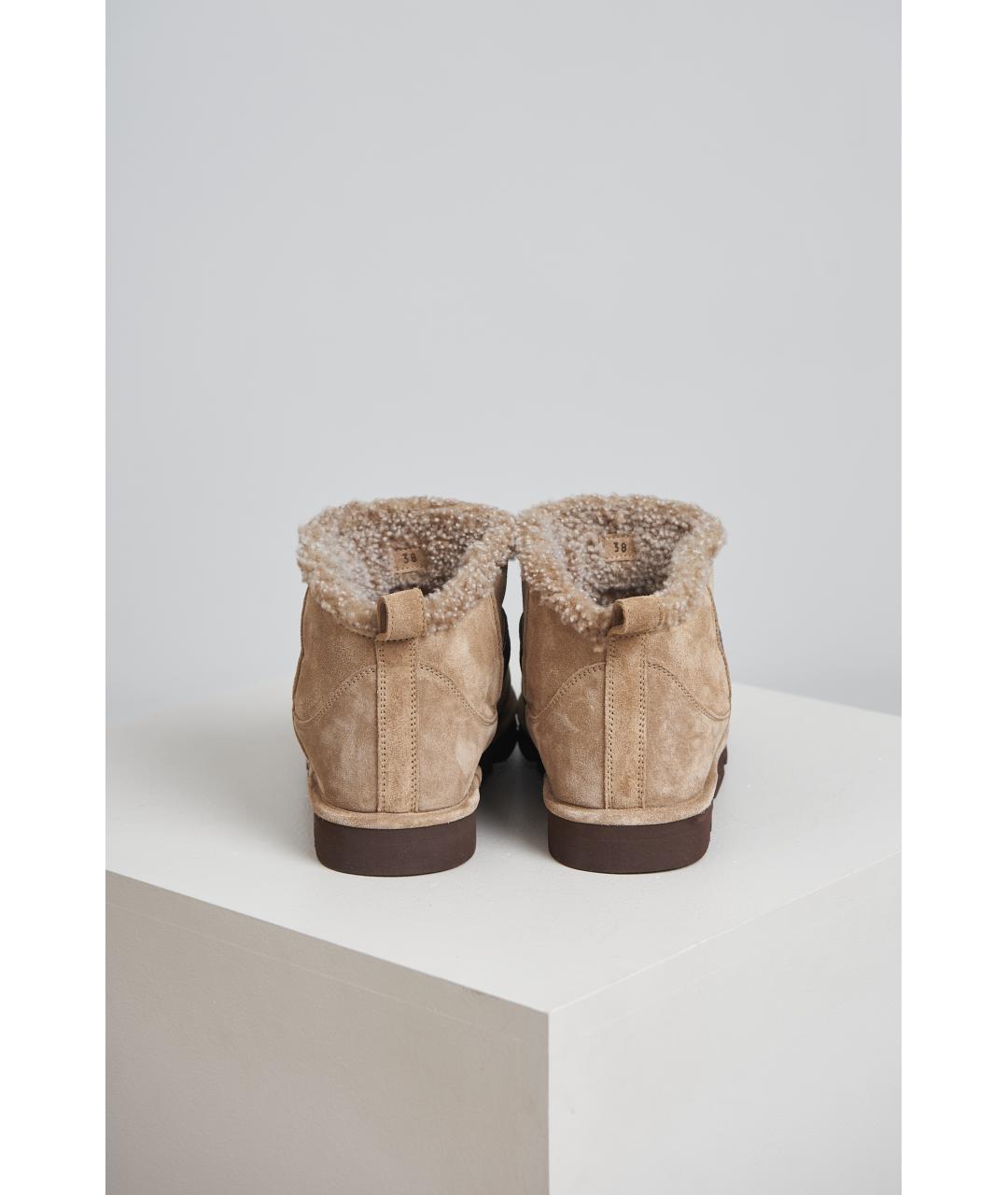 BRUNELLO CUCINELLI Бежевые замшевые сапоги, фото 3
