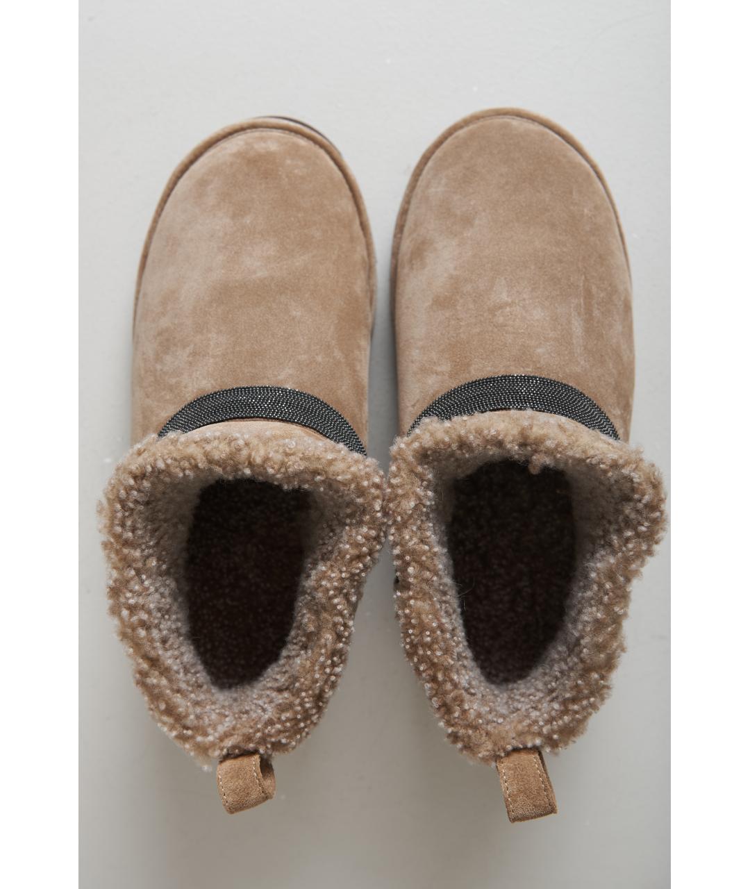 BRUNELLO CUCINELLI Бежевые замшевые сапоги, фото 5