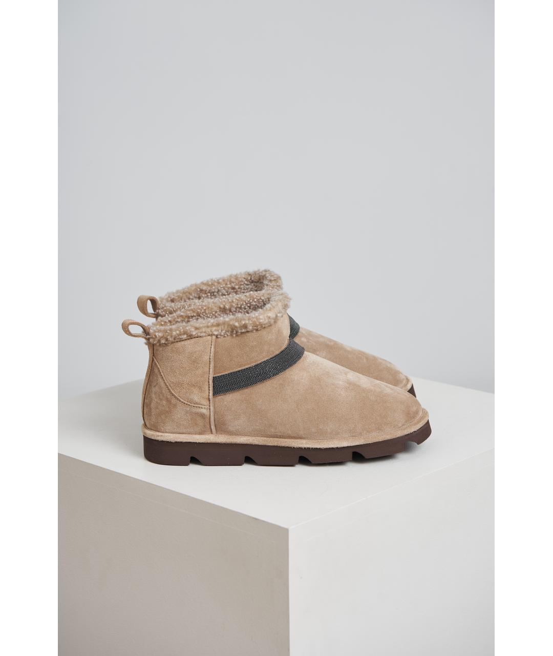 BRUNELLO CUCINELLI Бежевые замшевые сапоги, фото 2