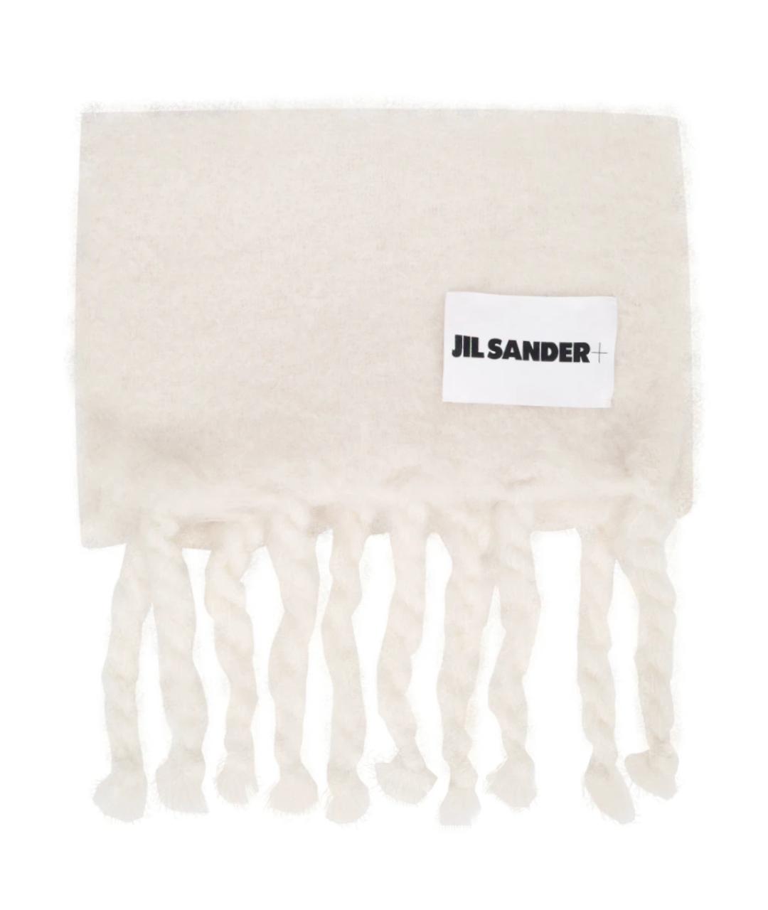 JIL SANDER Белый шерстяной шарф, фото 1