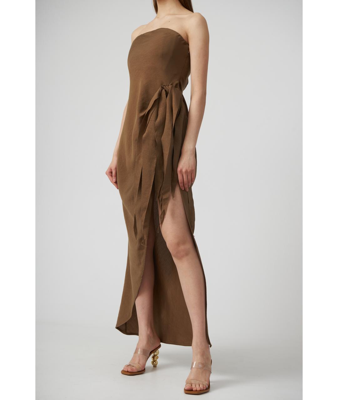 CULT GAIA Коричневое вечернее платье, фото 2