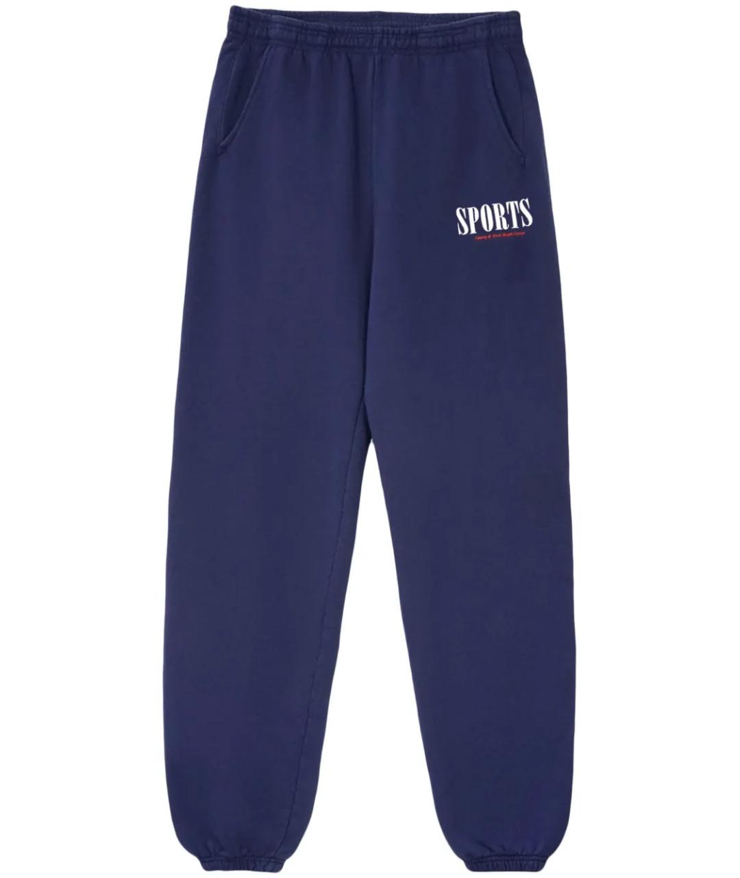 SPORTY AND RICH Темно-синие хлопковые спортивные брюки и шорты, фото 1
