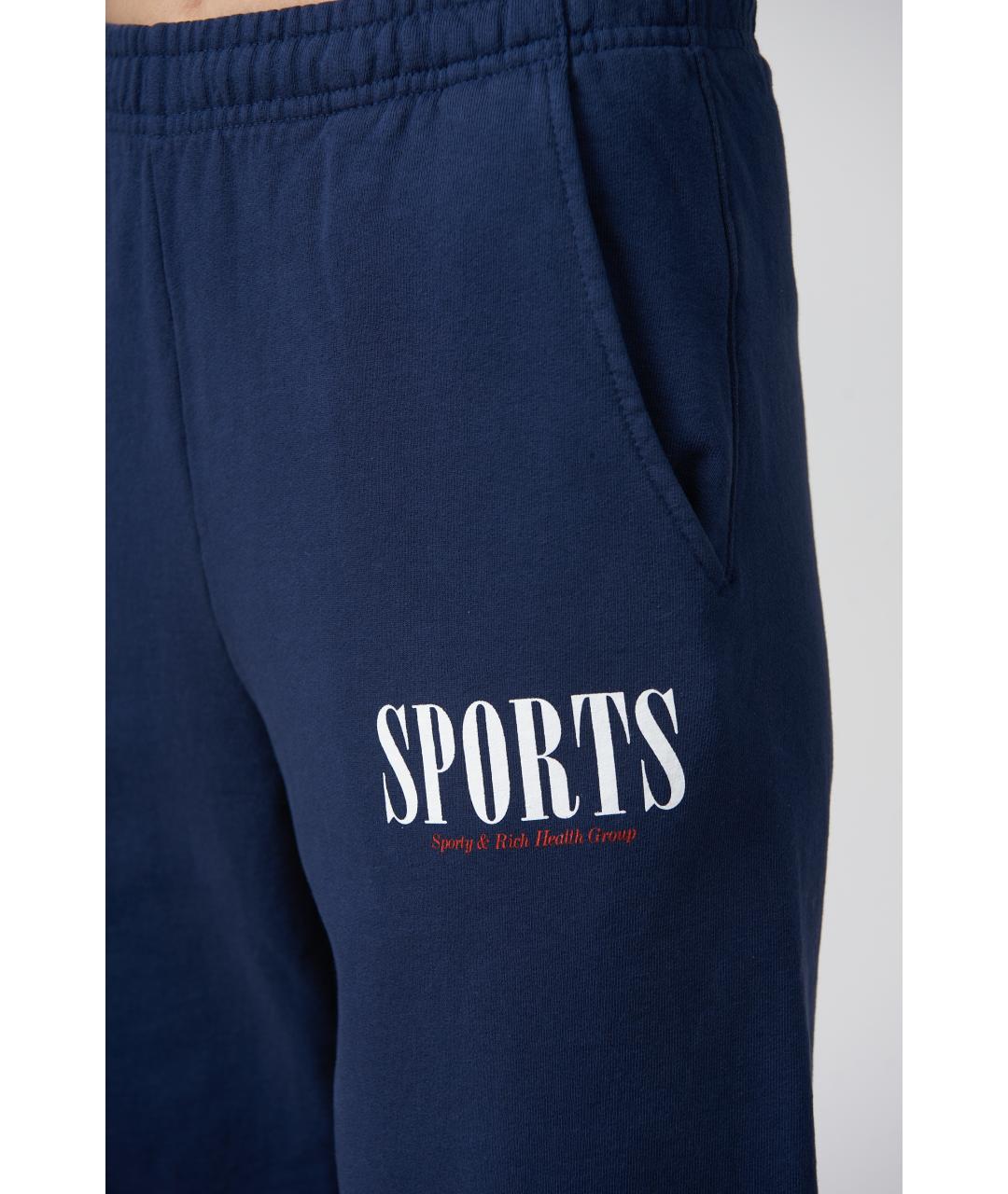 SPORTY AND RICH Темно-синие хлопковые спортивные брюки и шорты, фото 3