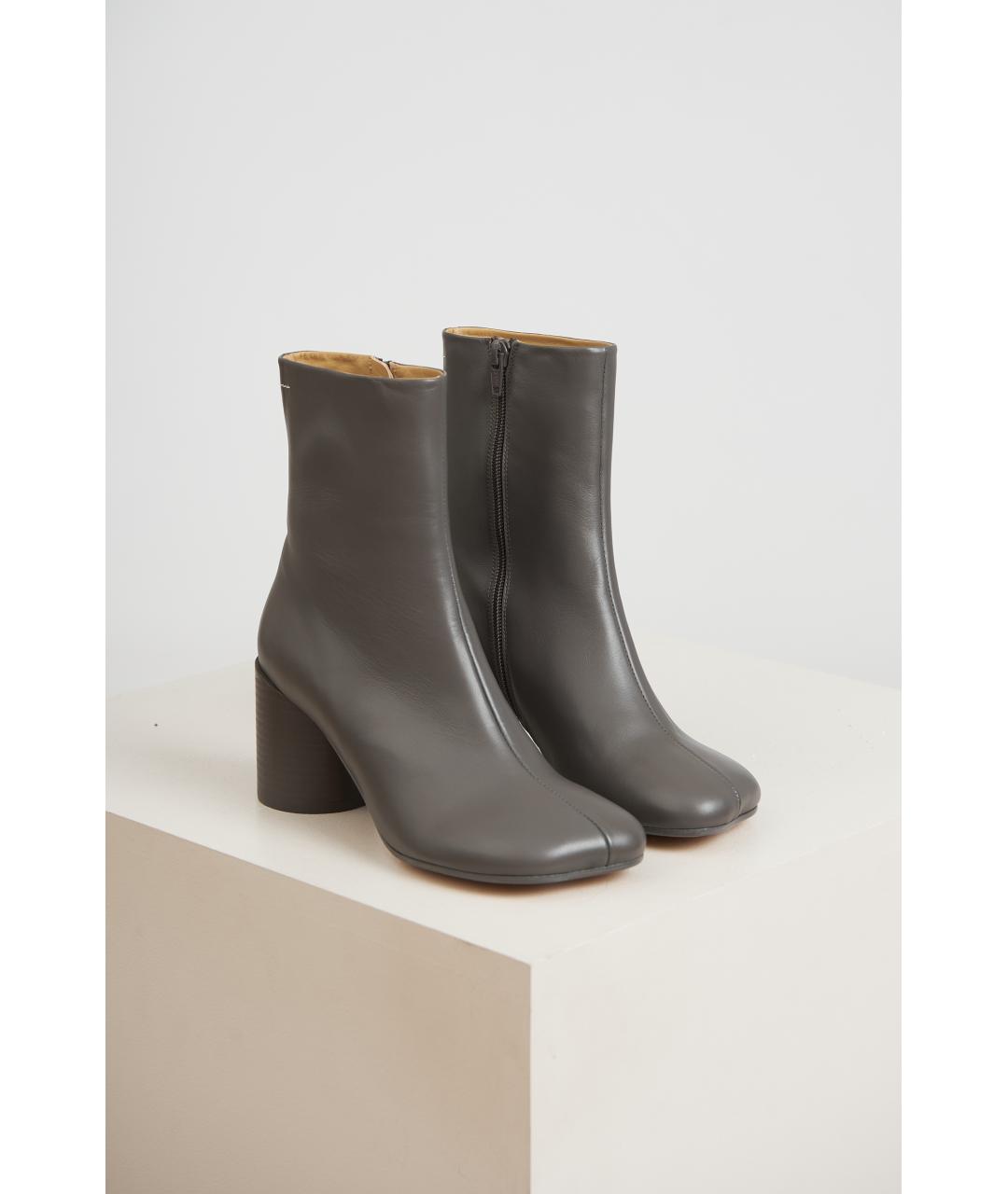 MM6 MAISON MARGIELA Серые кожаные ботинки, фото 6