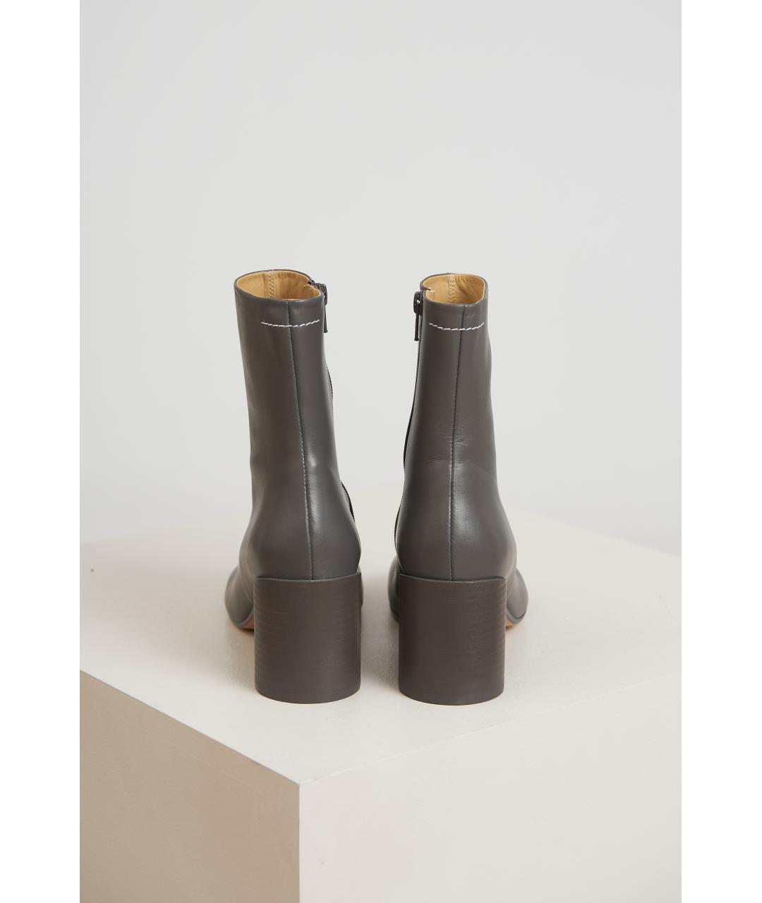 MM6 MAISON MARGIELA Серые кожаные ботинки, фото 3