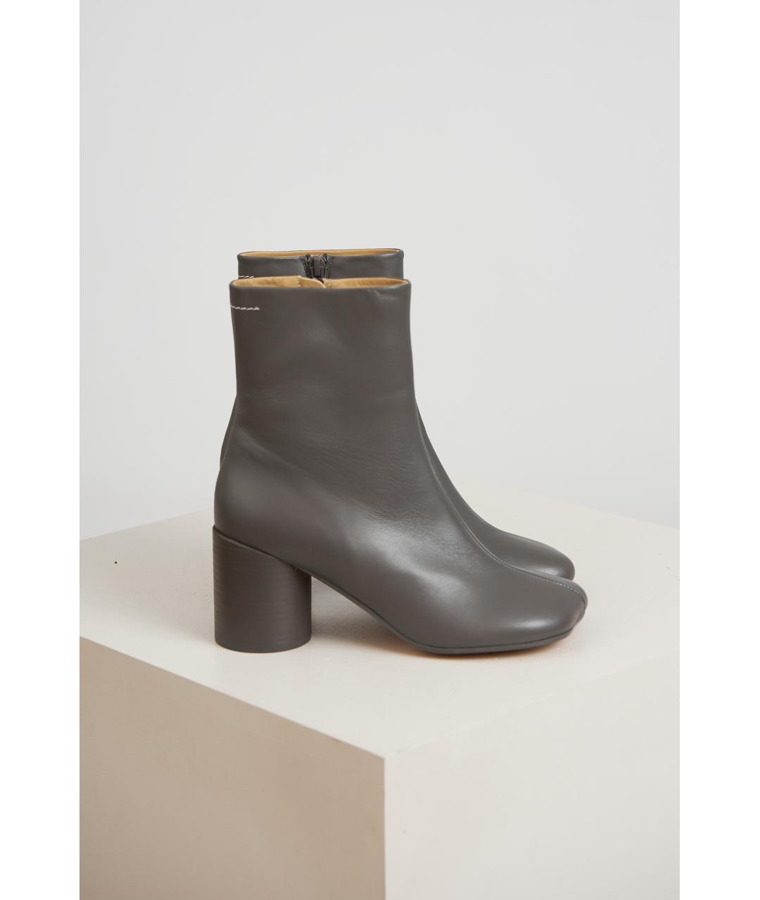 MM6 MAISON MARGIELA Серые кожаные ботинки, фото 2