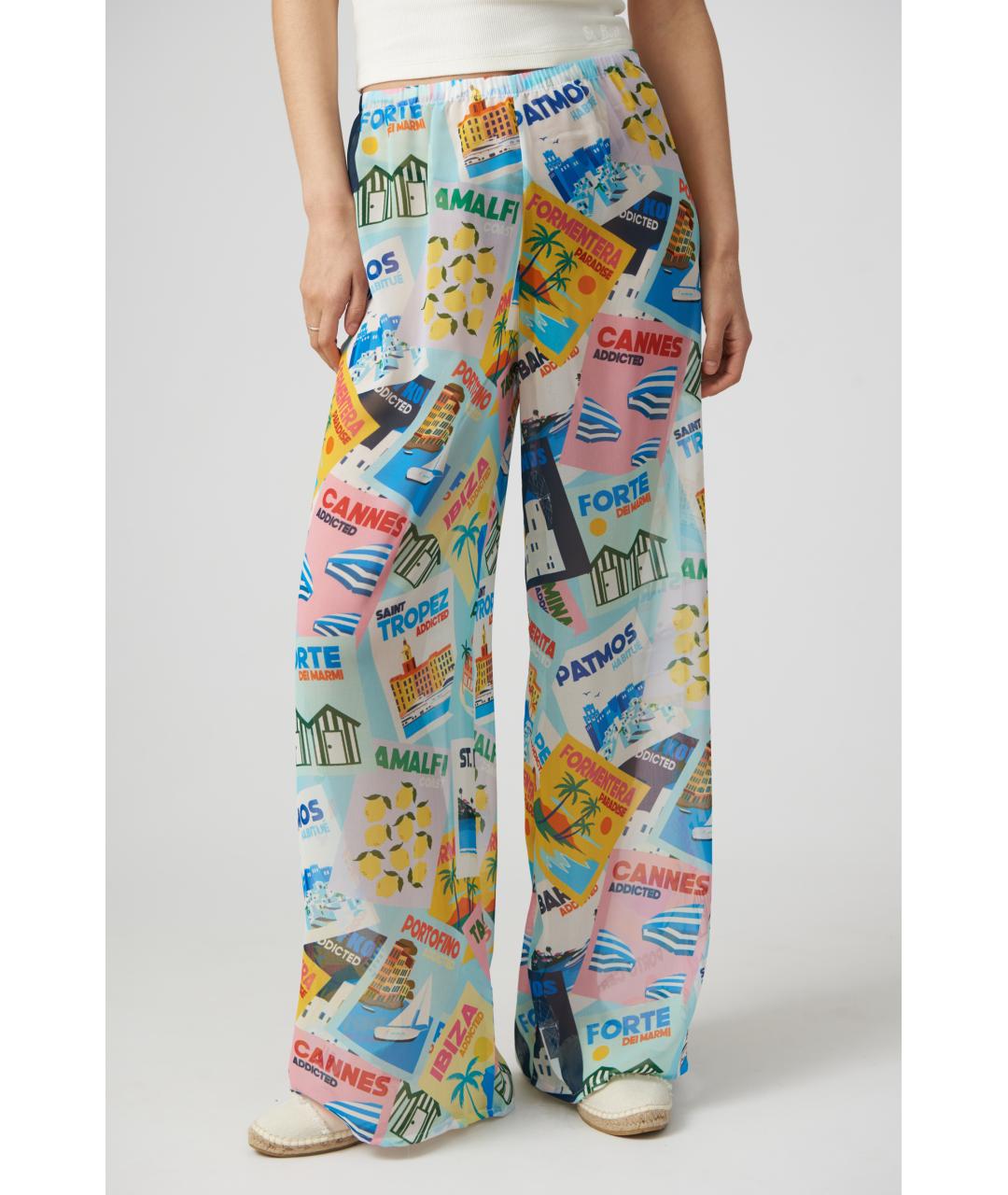 MC2 SAINT BARTH Голубые полиэстеровые прямые брюки, фото 2