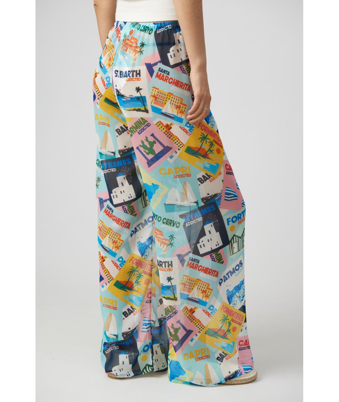 MC2 SAINT BARTH Голубые полиэстеровые прямые брюки, фото 5