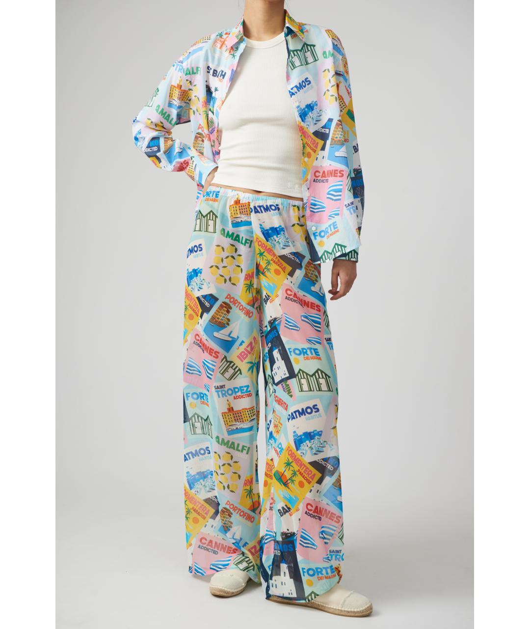 MC2 SAINT BARTH Голубые полиэстеровые прямые брюки, фото 3